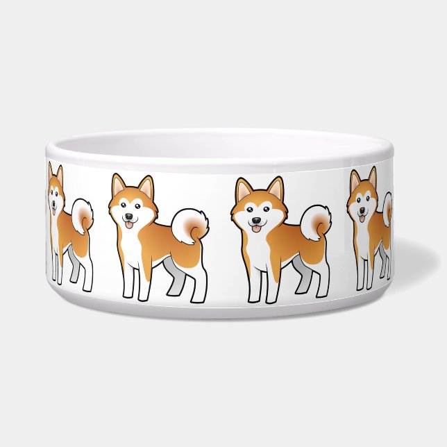Cartoon Akita Inu / Shiba Inu Bowl (Front)