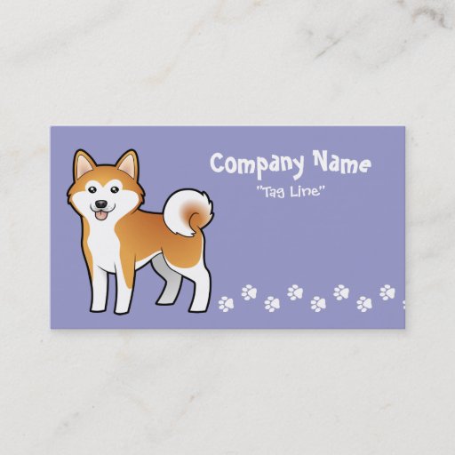 Customizable Cartoon Akita Inu / Shiba Inu Business Cards