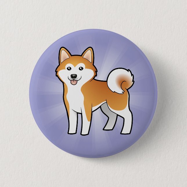 Cartoon Akita Inu / Shiba Inu Button (Front)