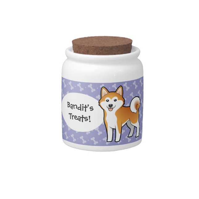 Cartoon Akita Inu / Shiba Inu Candy Jar (Front)