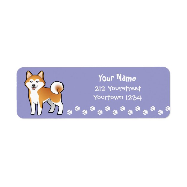 Cartoon Akita Inu / Shiba Inu Label (Front)