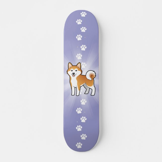 Cartoon Akita Inu / Shiba Inu Skateboard Deck (Front)
