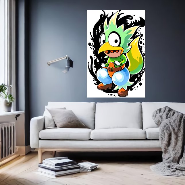 Cartoon alien bird creature | AI Art Poster (Creator Uploaded)