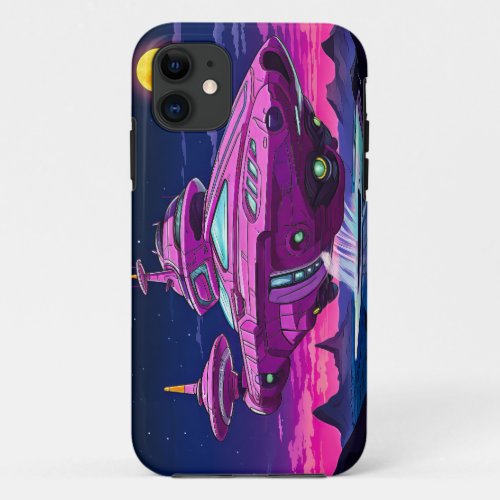 Cartoon Alien Spaceship iPhone 11 Case