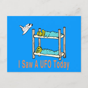 Cartoon aliens seeing UFO Postcard
