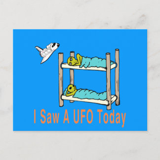 Cartoon aliens seeing UFO Postcard