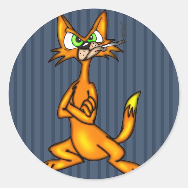 Cartoon Alley Cat Classic Round Sticker (Front)
