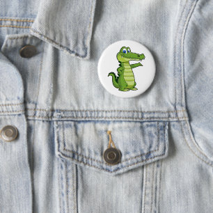 Cartoon Alligator Background Button