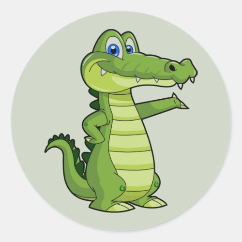 Cartoon Alligator Background Classic Round Sticker