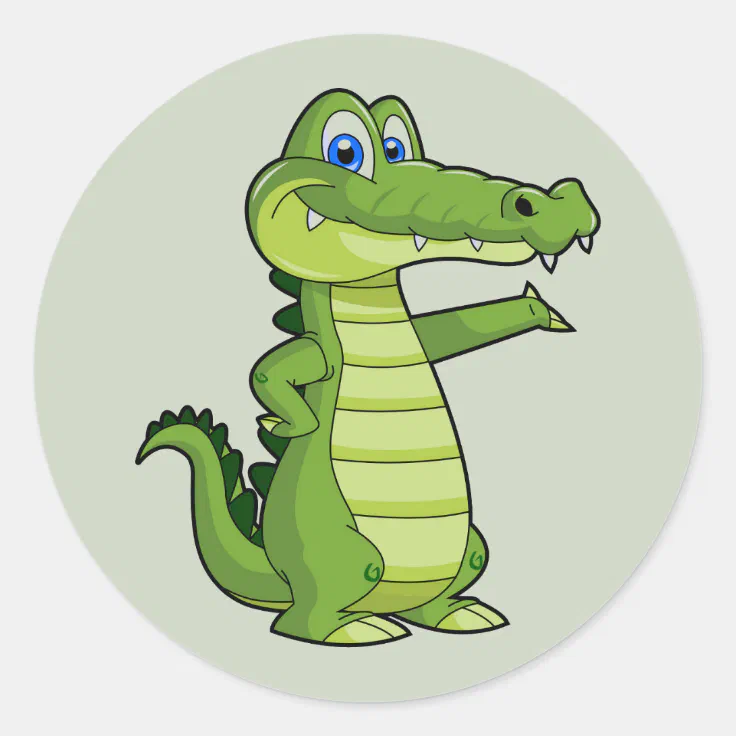 Cartoon Alligator Background Classic Round Sticker | Zazzle