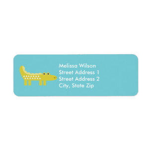 Cartoon Alligator Blue Return Address Labels