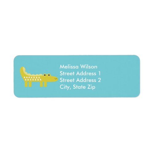 Cartoon Alligator Blue Return Address Labels