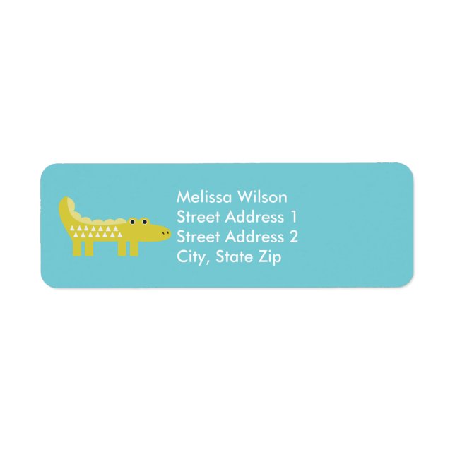 Cartoon Alligator Blue Return Address Labels (Front)