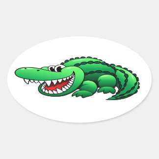 Cartoon Alligator Oval Sticker