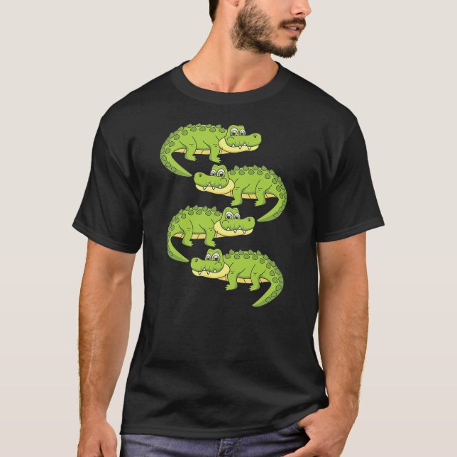 Cartoon Alligators Funny Alligator Lover Graphic T-Shirt (Front)