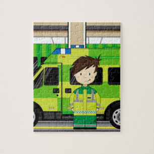 Cartoon Ambulance and EMT Jigsaw Puzzle