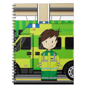 Cartoon Ambulance and EMT Notebook