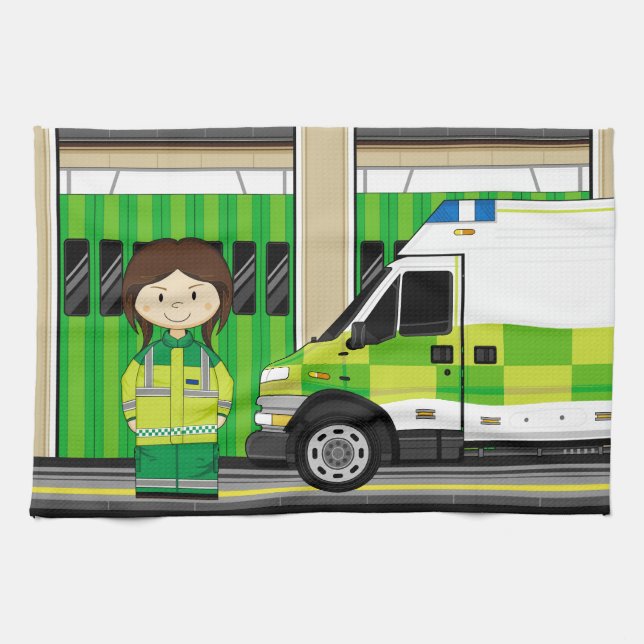 Cartoon Ambulance and EMT Towel (Horizontal)