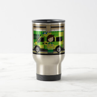 Cartoon Ambulance and EMT Travel Mug