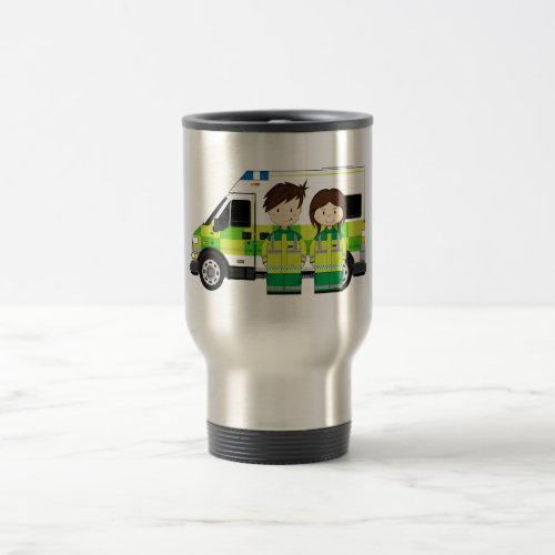 Cartoon Ambulance and EMTs Travel Mug