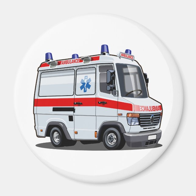 Cartoon Ambulance Car Magnet (Front)