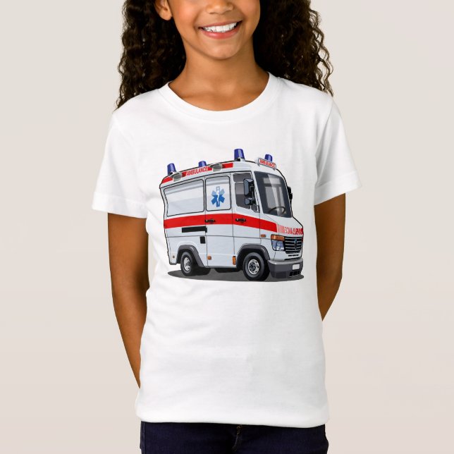 Cartoon Ambulance Car T-Shirt (Front)