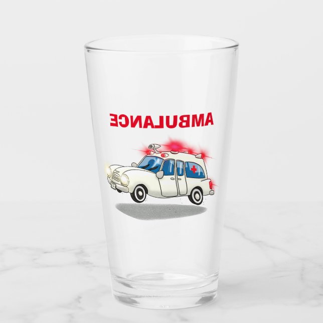 Cartoon Ambulance Glass (Front)