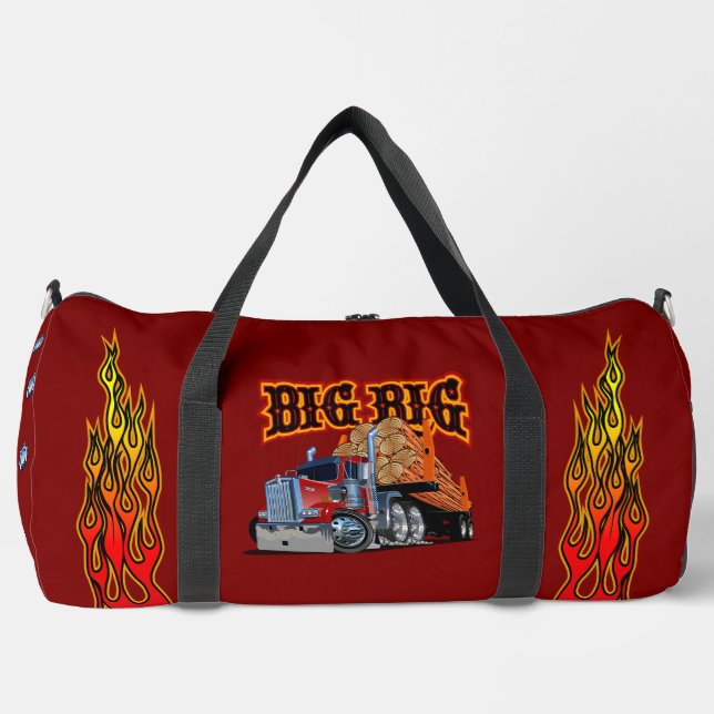 Cartoon american truck "Big Rig" Duffle Bag (Front)
