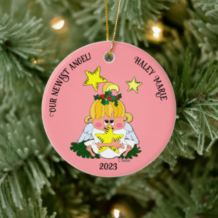 Cartoon Angel With Star Christmas Ornament