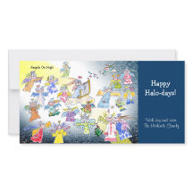 Cartoon Angels On High Holiday Photo Card