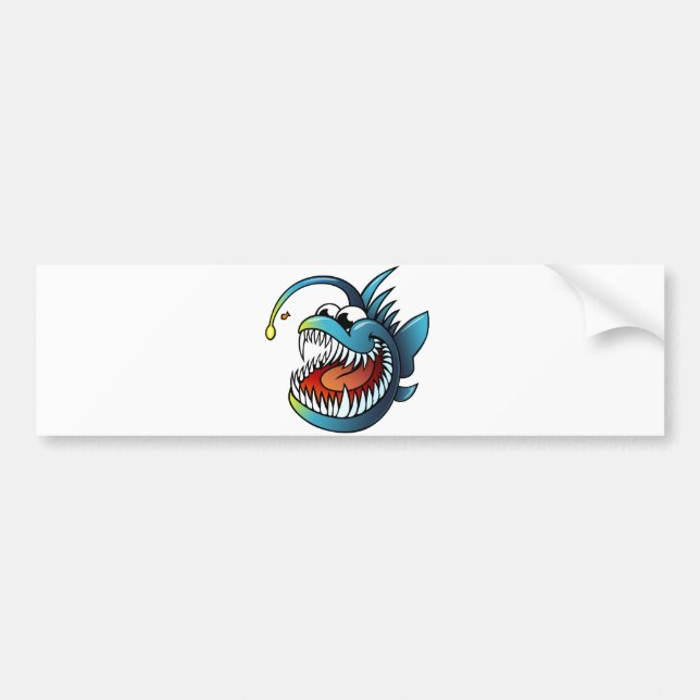 Cartoon Angler Fish Bumper Sticker (Front)