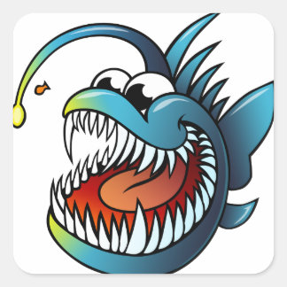 Cartoon Angler Fish Square Sticker