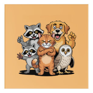 Cartoon Animal Friends Team Illustration Acrylic Print
