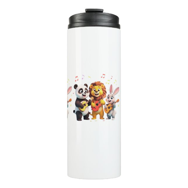 🎵 Cartoon Animal Music Party – Fun & Cute Musical Thermal Tumbler (Front)
