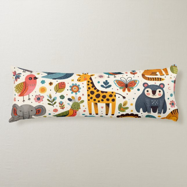 Cartoon Animal Pattern Body Pillow (Front)