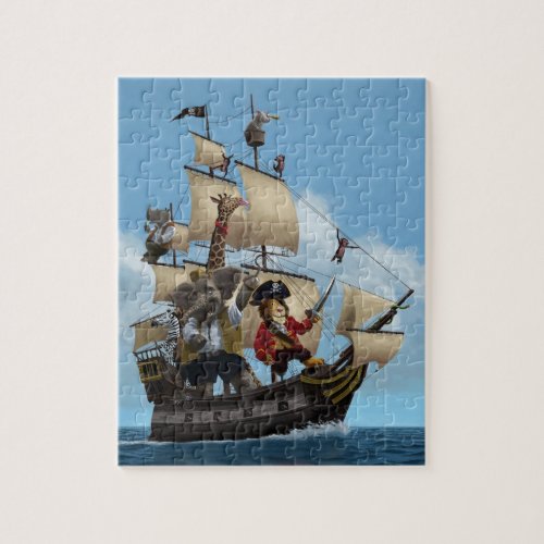 Cartoon Animal Pirate Ship Jigsaw Puzzle
