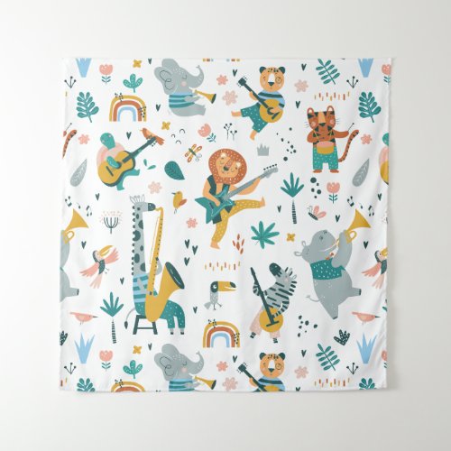 Cartoon Animals Band Tapestry