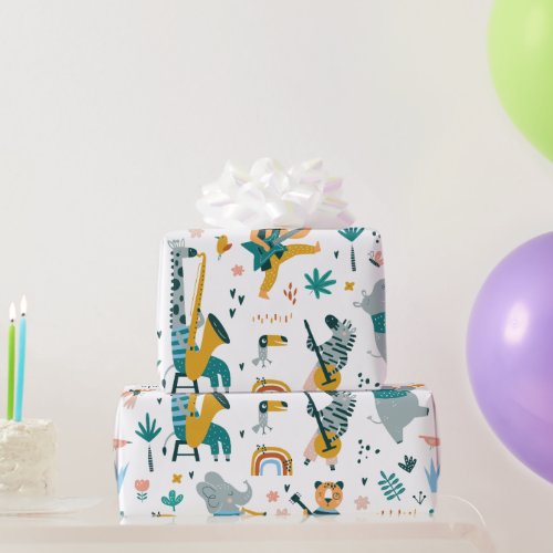 Cartoon Animals Band Wrapping Paper