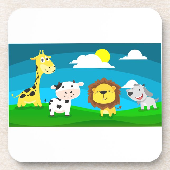 Cartoon animals   beverage coaster (Front)