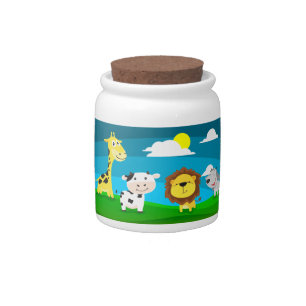 Cartoon animals     candy jar