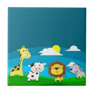 Cartoon animals ceramic tile