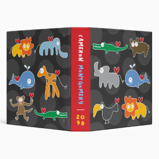 Cartoon Animals Family Love Hearts Fun Dots Kids Binder