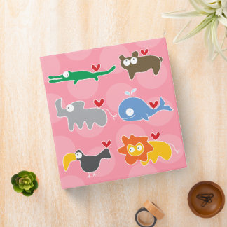 Cartoon Animals Family Love Hearts Fun Dots Kids Binder