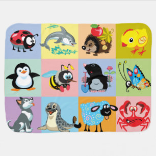 cartoon animals for kids baby blanket