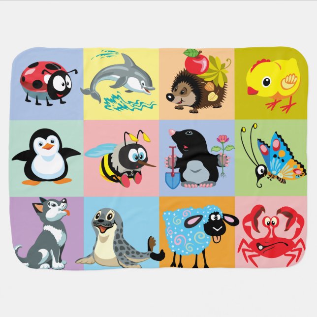 cartoon animals for kids baby blanket (Horizontal)