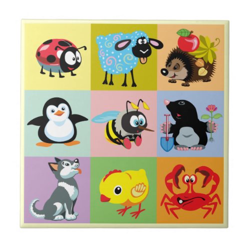 cartoon animals for kids ceramic tile