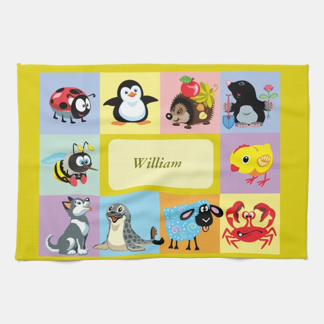 cartoon animals for kids kitchen towel (Horizontal)