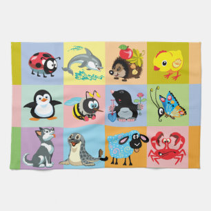 cartoon animals for kids kitchen towel
