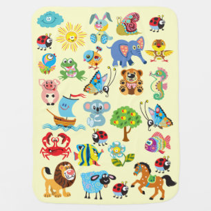 cartoon animals for kids receiving blanket