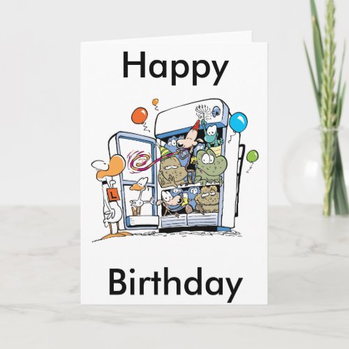 Cartoon Animals Happy Birthday Card